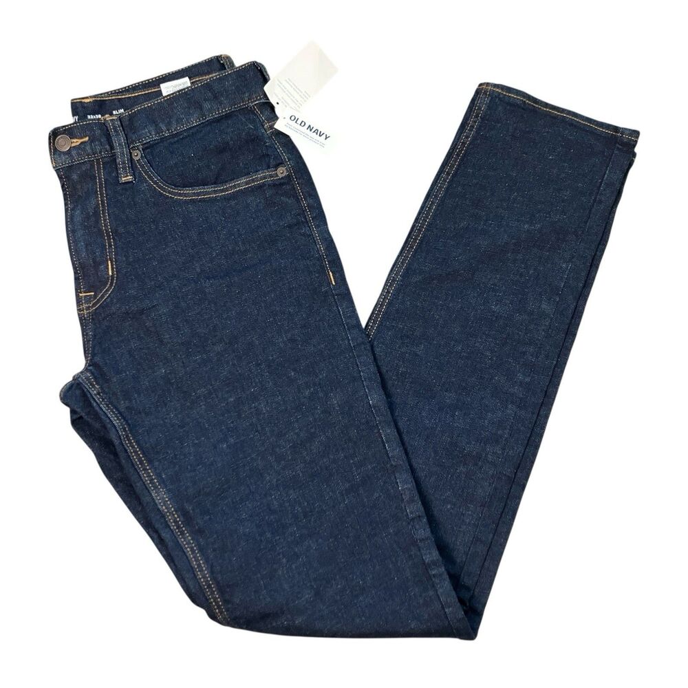 Old Navy Jeans Mens 32x36 Dark Wash Slim Built-In Flex Stretch Rinse Denim New